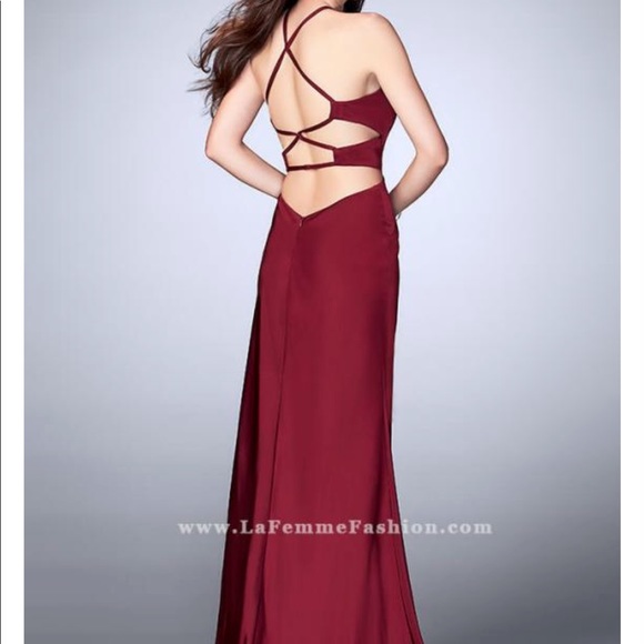 La Femme High Neck Open Back Formal Dress 24380 - Picture 3 of 5